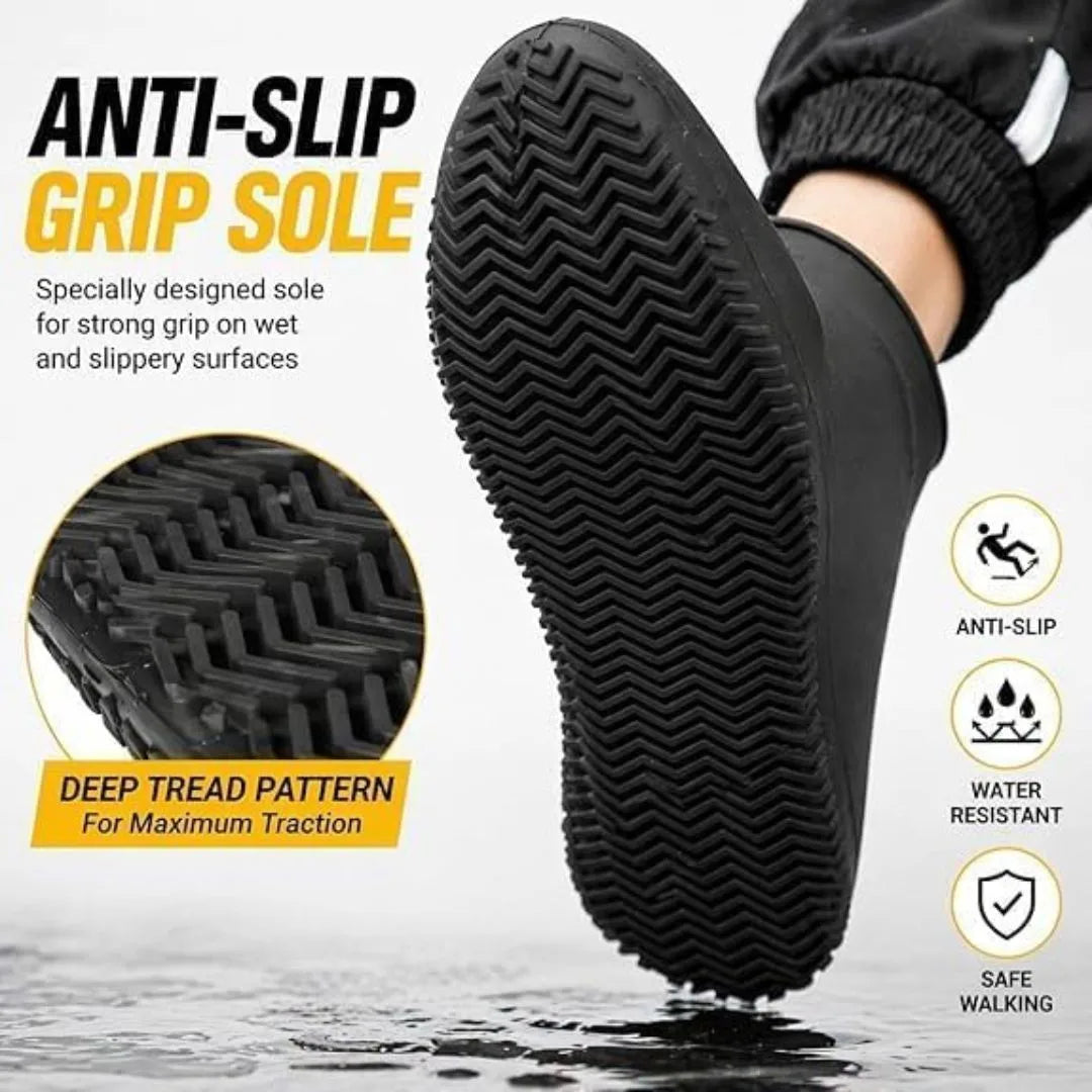 Silicone shoe cover stretched over sneaker