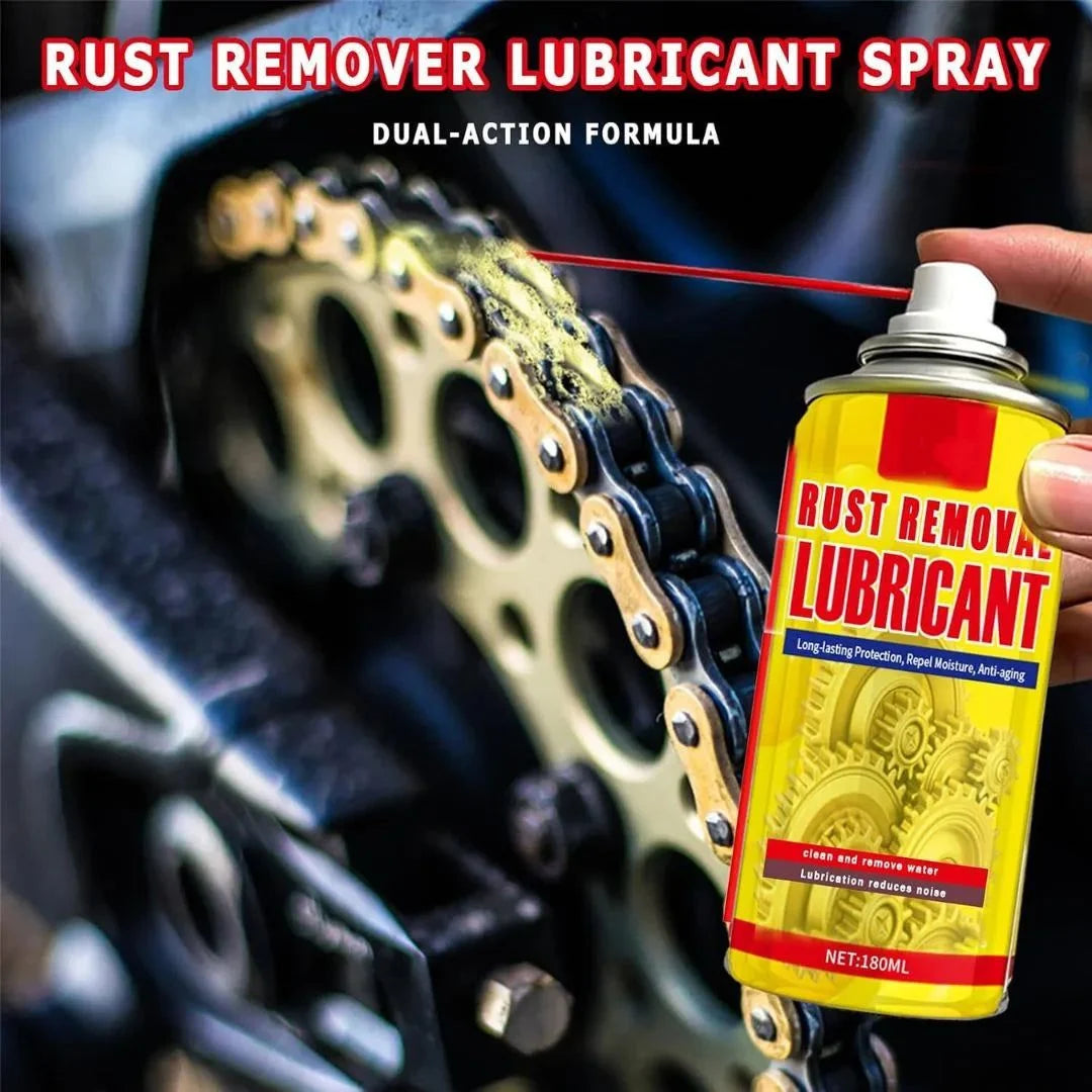 Rust dissolving from metal surface after spray